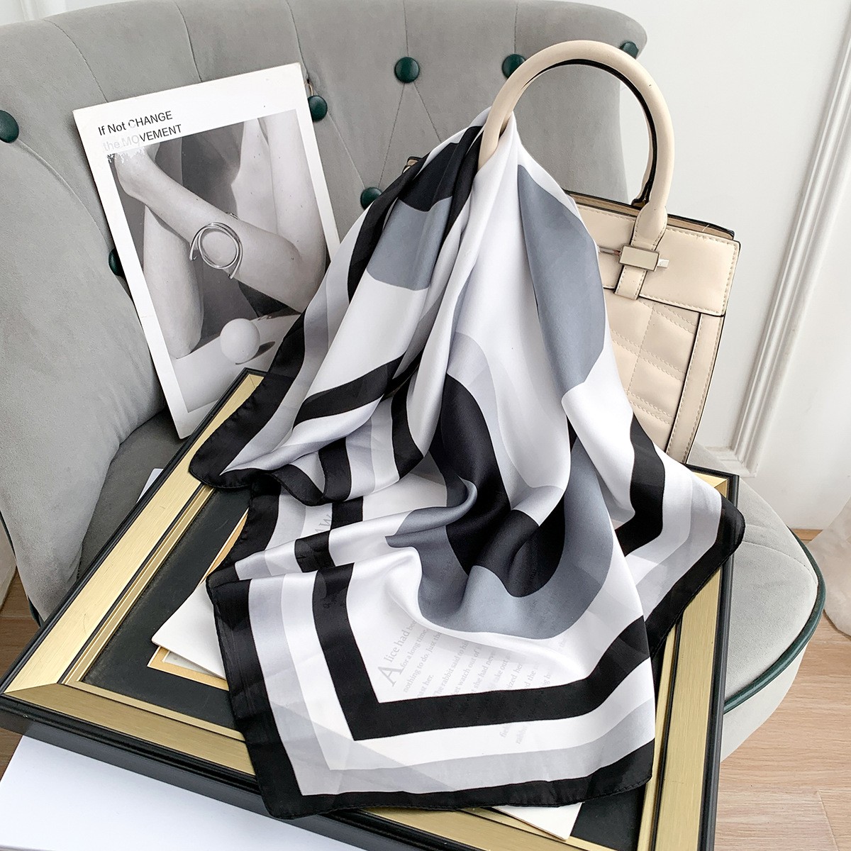 Pañuelo de Seda Sintética, Nuevo Modelo 2025, Primavera-Verano, Versátil, Popular en Internet, Pañuelo Cuadrado de Moda, Decoración Profesional para Combinar con Camisas, Elegante Pañuelo para el Cuello