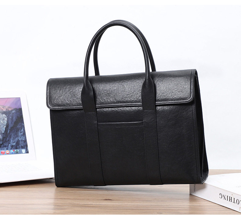 Túi xách tay nam da bò lớp đầu vân vân tay, túi công sở đựng laptop 15 inch 39×9×29 cm — Lớp lót nỉ flannel cao cấp thuộc da thực vật, Lớp lót flannel cao cấp chi tiết 25