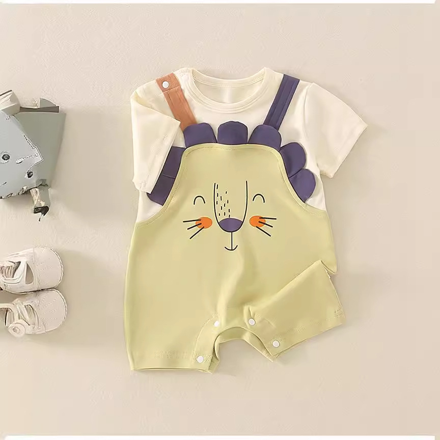 Bebé verano nuevo estilo dibujos animados moda mono recién nacido fuera tesoro hombres y mujeres tesoro mameluco lindo traje de escalada