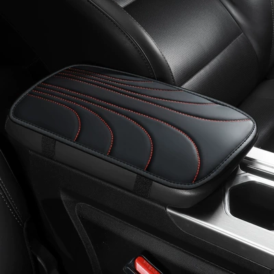 2023 autumn and winter new car armrest box pad Napa leather non-slip wear-resistant armrest box protective pad cleaning pad cross-border (Armrest box pad) - style-1-black-and-red