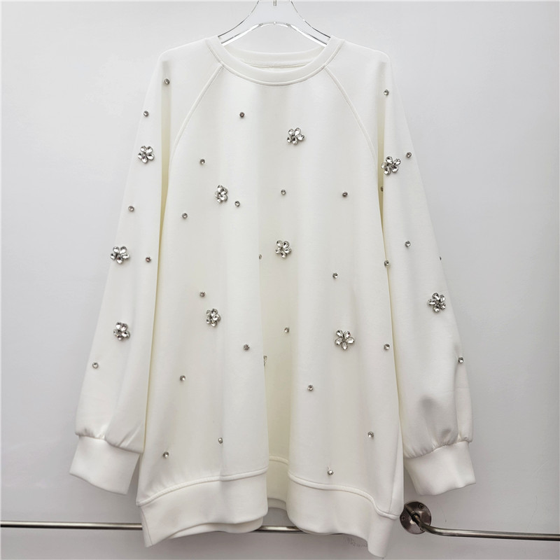 Estación Europea 2025 otoño nuevo sentido del diseño industria pesada dingzhu diseño mediano y largo sentido de la moda de la blusa suelta de las mujeres