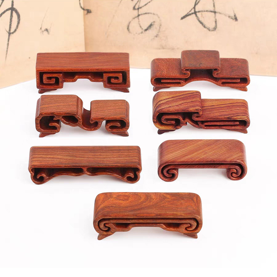 红木工艺品书卷底座实木质奇石木座印章玉石佛像木托小书卷几