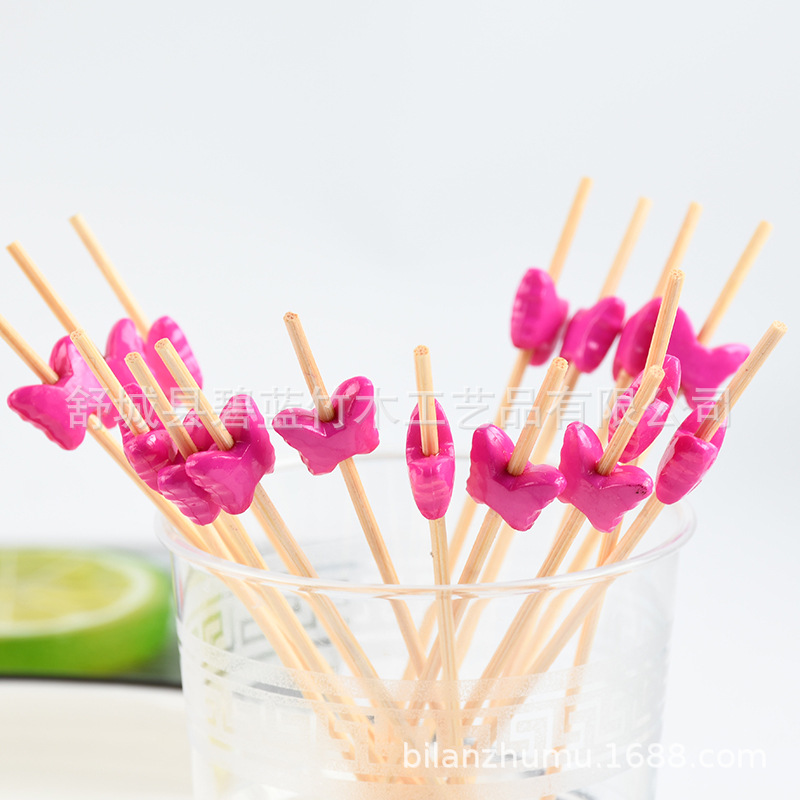 Mayorista Butterfly Fruit Stick desechable Tab de bambú Restaurante Supermercado Prueba de Tab de bambú Creativo Tab de aperitivos