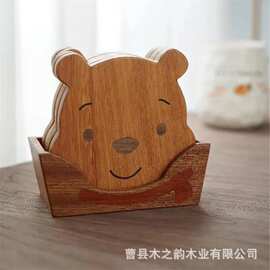 实木可爱小熊杯垫卡通大号创意餐垫日式家用餐桌砂锅木垫隔热垫