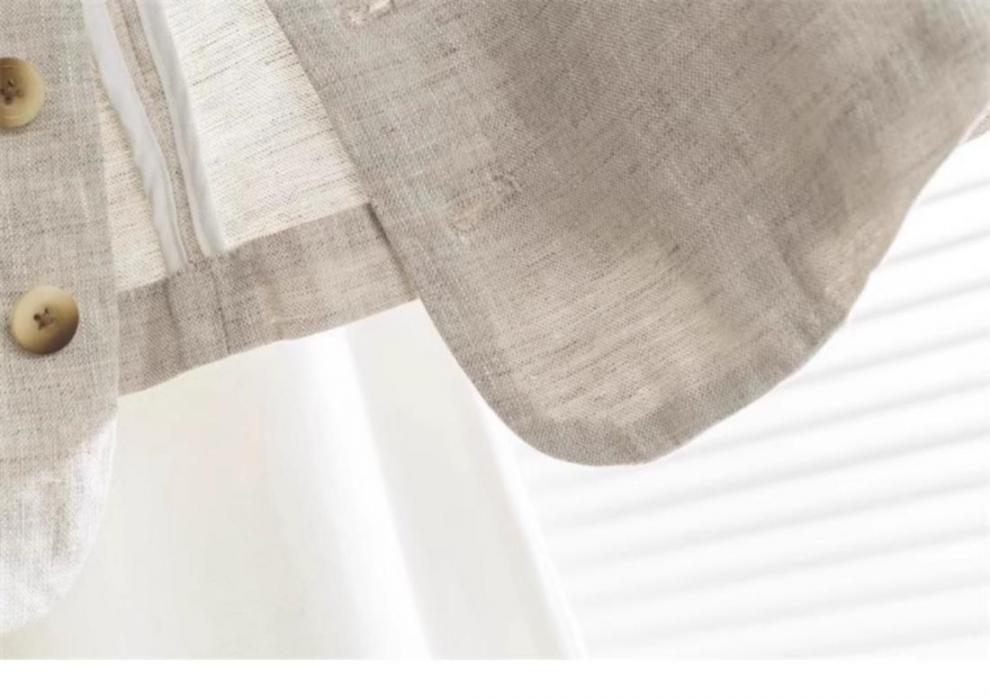 Áo vest gile nữ không tay cổ V chất liệu vải lanh phong cách cổ điển — Màu be chi tiết 12