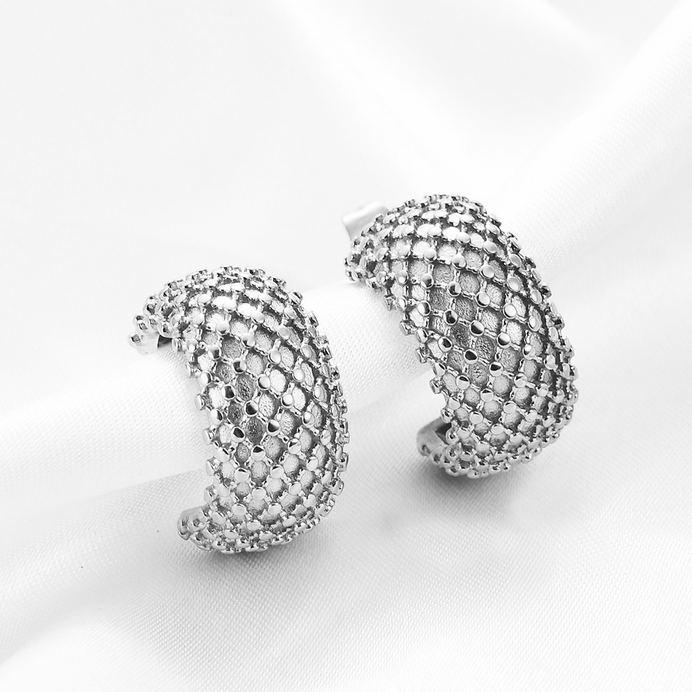 Daily Occasion Titanium Steel Material Geometric, Solid Color Pattern 1 Pair Simple Style Geometric Solid Color Plating Titanium Steel Hoop Earrings