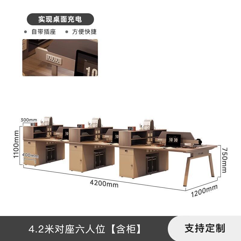 Mesa de oficina de cuatro personas con gabinete lateral particionado tarjeta de personal combinación de oficina de muebles de oficina hoja de ingeniería