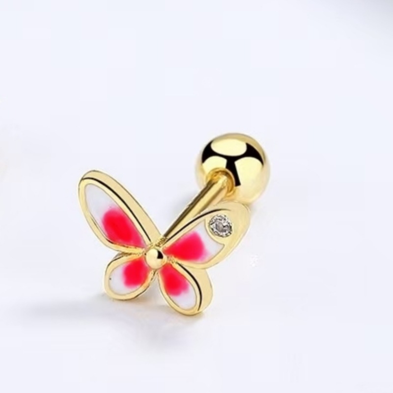 Silver pointed spike labret stud material detail