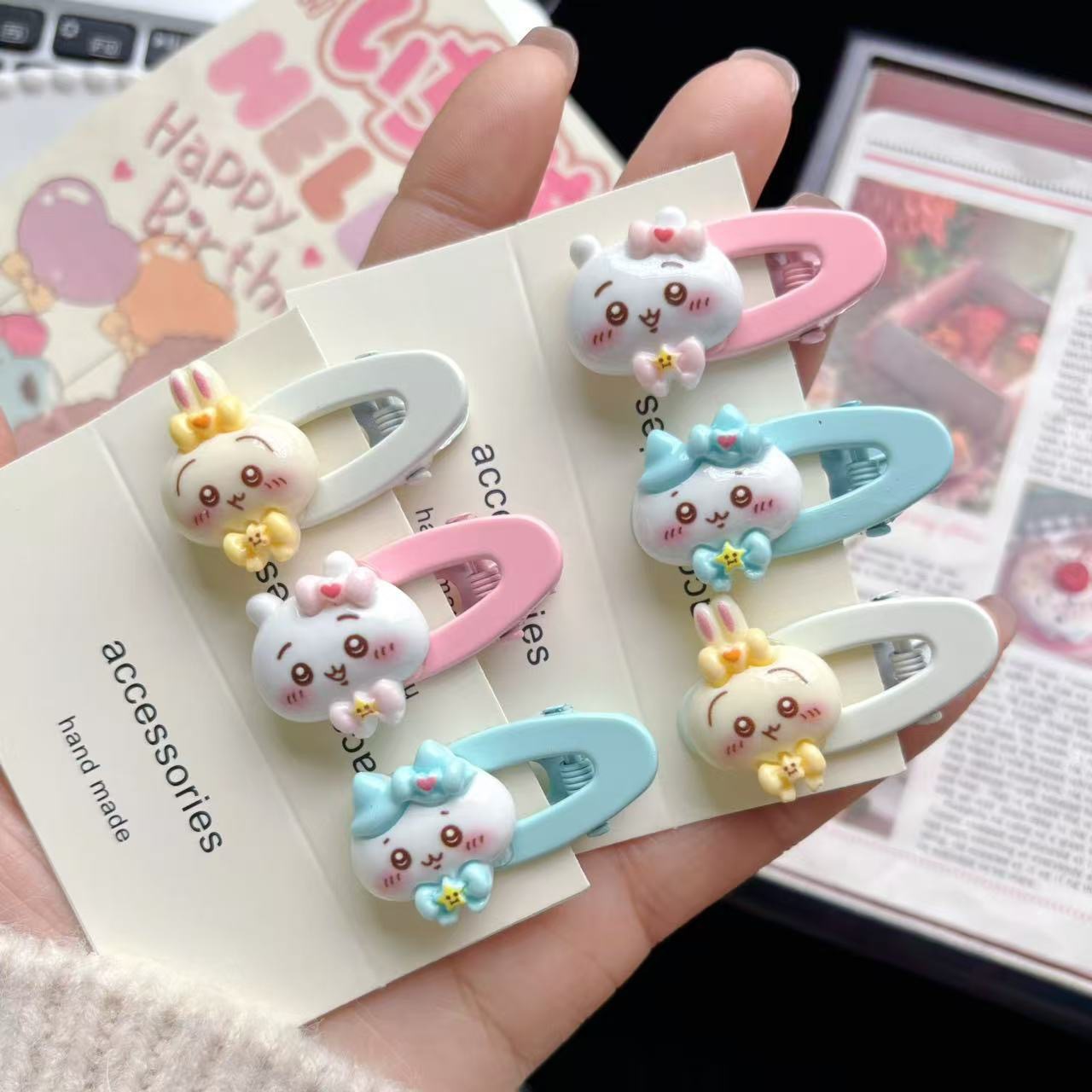 New Cartoon Ji Yi Xia Ba Oval Hairpin Sweet Girly Heart Side Bangs Clip Hair Accessory Hairpin Hair Ornament