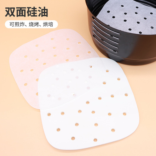 Air Fryer Specific Paper Baking Pan Liner Non-Stick Oil Paper for Buns and Bao, Round and Square, with and without Holes
