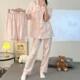 Summer Thin Pregnant Women's Monthly Clothing with Chest Pad Short Sleeve Three-Piece Postpartum Breastfeeding Clothing Home suit