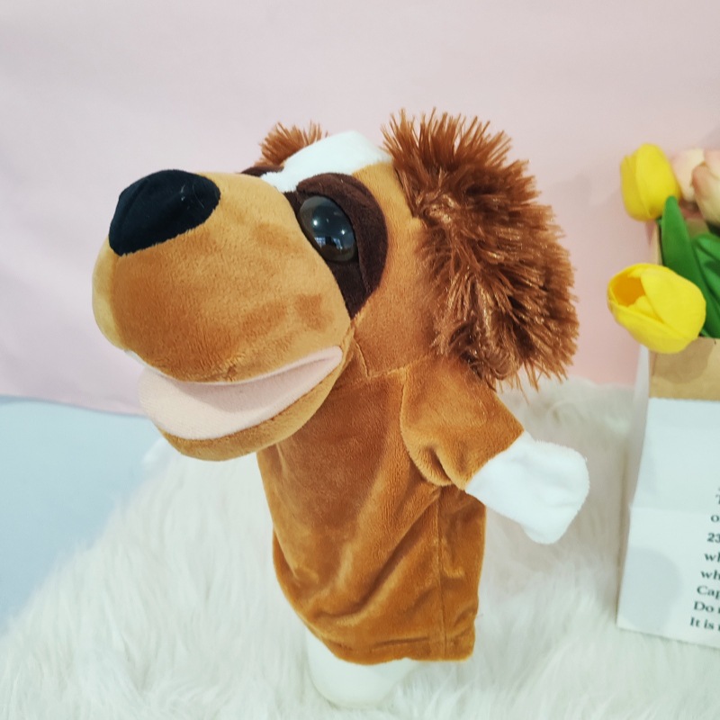 Marioneta de mano con boca móvil, muñeco de peluche para niños, guante de animal de peluche, muñeco de educación temprana para jardín de infantes