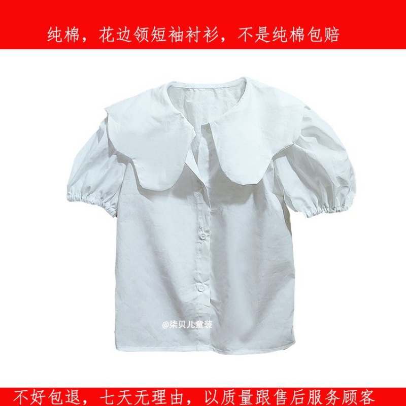 화이트 레이스 칼라 셔츠 코튼 싱글 피스