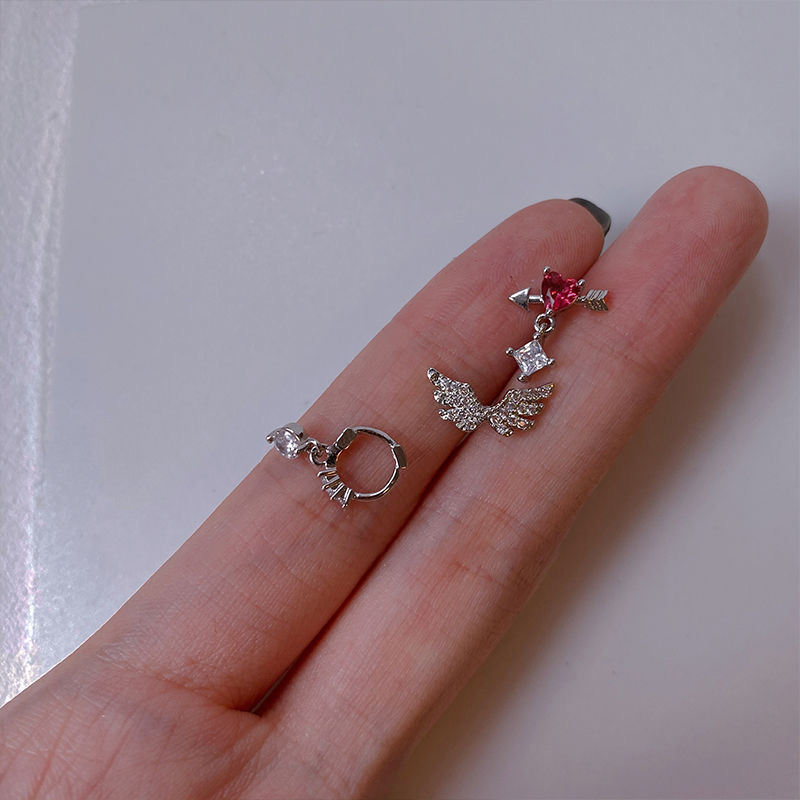 1 Piece Quantity Fashion Heart Shape Titanium Steel Inlay Artificial Gemstones Drop Earrings 1 Piece