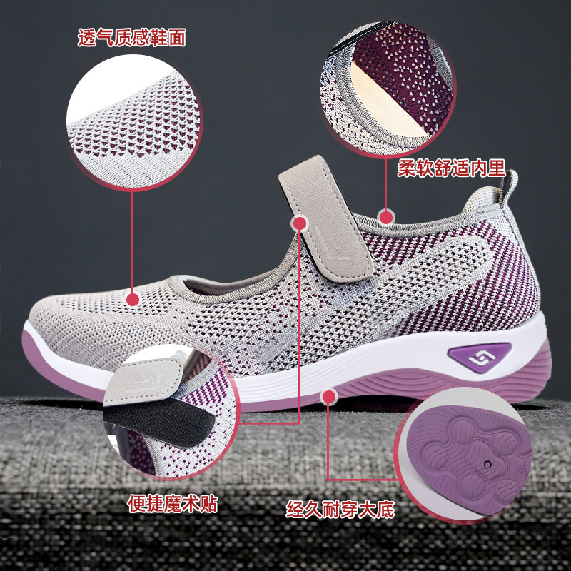 Zapatos verano mujer nuevo estilo transfronterizo temu venta al por mayor ligero boca baja velcro madre zapatos zapatos de mujer suela blanda no cansado