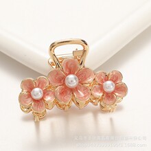 厂家批发女式花朵抓夹电镀合金独立包装发抓中号夹子发夹后脑勺！