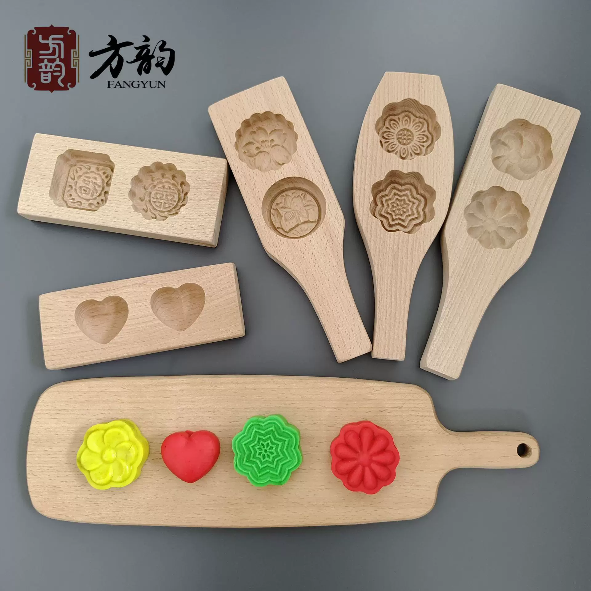 二孔模具馒头模具木制模具月饼模具糕点木质卡子饽饽卡子饼干模具