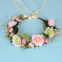 工厂批发欧美花环女流行婚纱配饰新娘花环头饰旅游沙滩仿真花发带