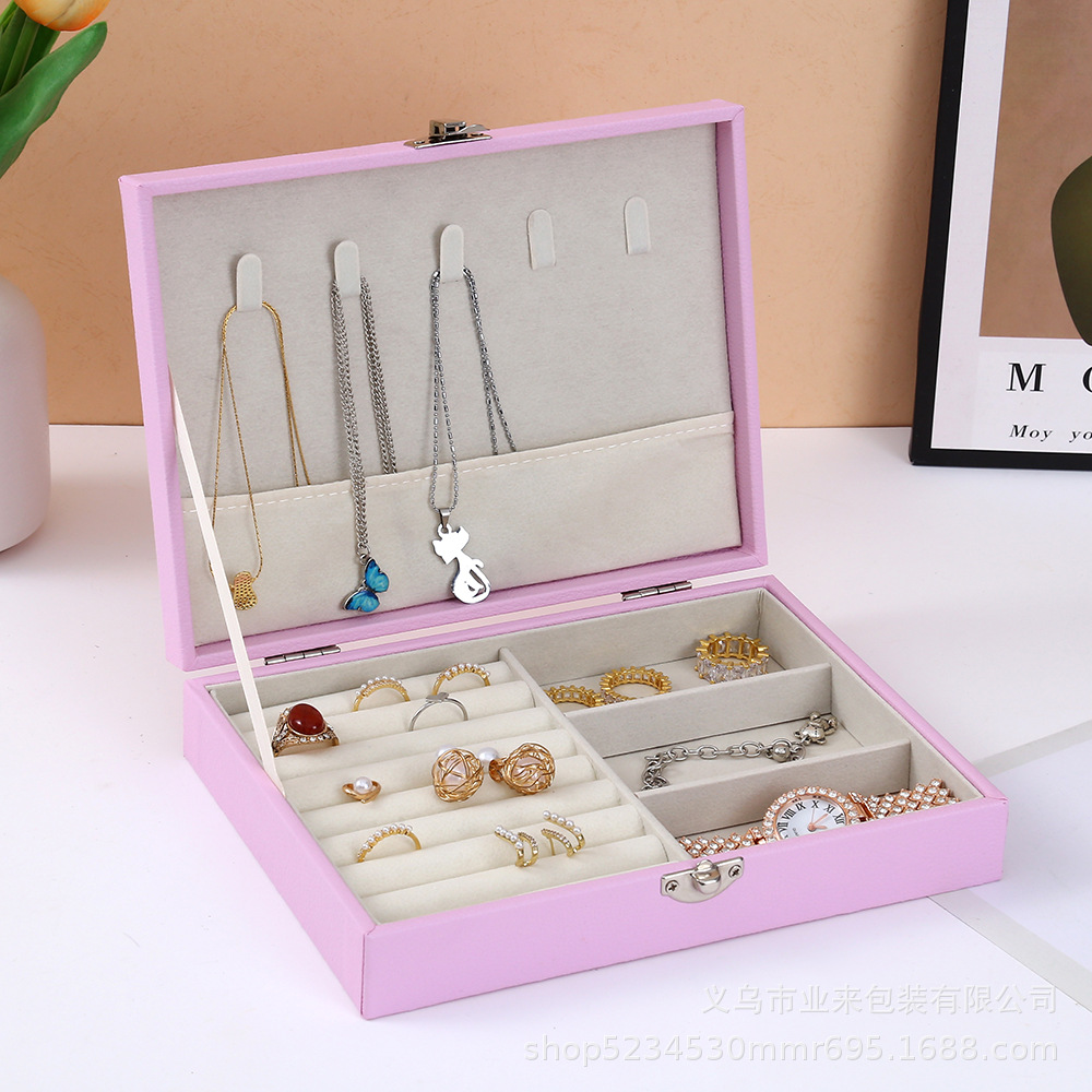 Caja de joyería de cuero, caja de joyería de regalo, anillo de joyería de una sola capa, pernos, caja de joyería, collar, stock transfronterizo