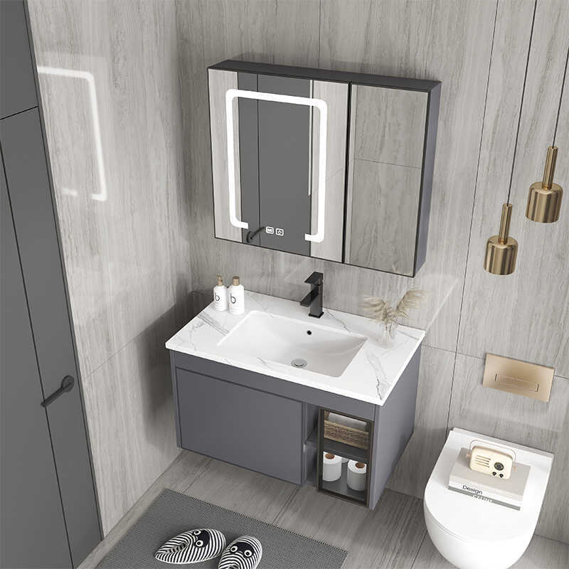 gabinete de lavabo de cerámica combinado balcón gabinete de baño de aluminio espacio gabinete de baño integral gabinete de baño espejo de lavabo