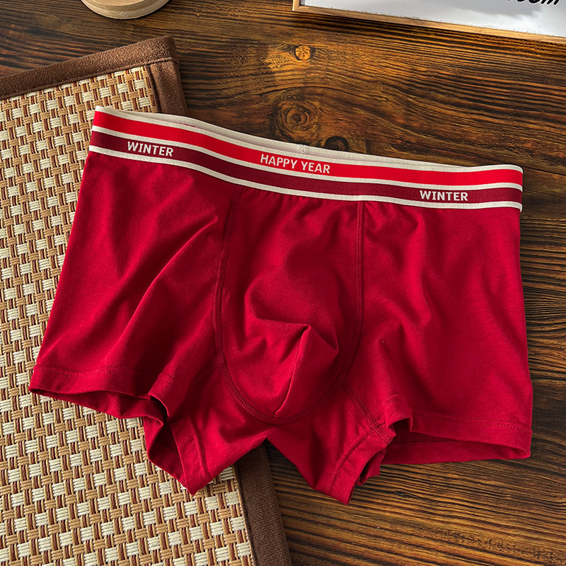 Ropa interior masculina roja brillante del año 2024 para el año de nacimiento, bóxers de algodón para hombre, bóxers de regalo de boda.