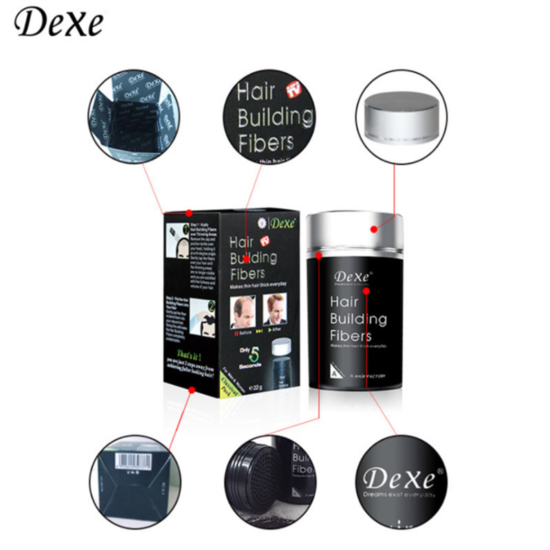 DEXE Hair Fiber Powder Thickening Powder Plant Fiber 22g Fast Hair Volume Thickening & Fluffing False Hair Black Powder