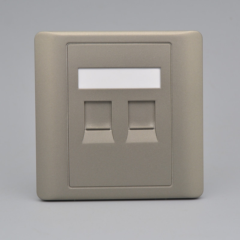 灰色双口AMP安普网络电脑电话信息面板空白网线墙壁插座不含模块