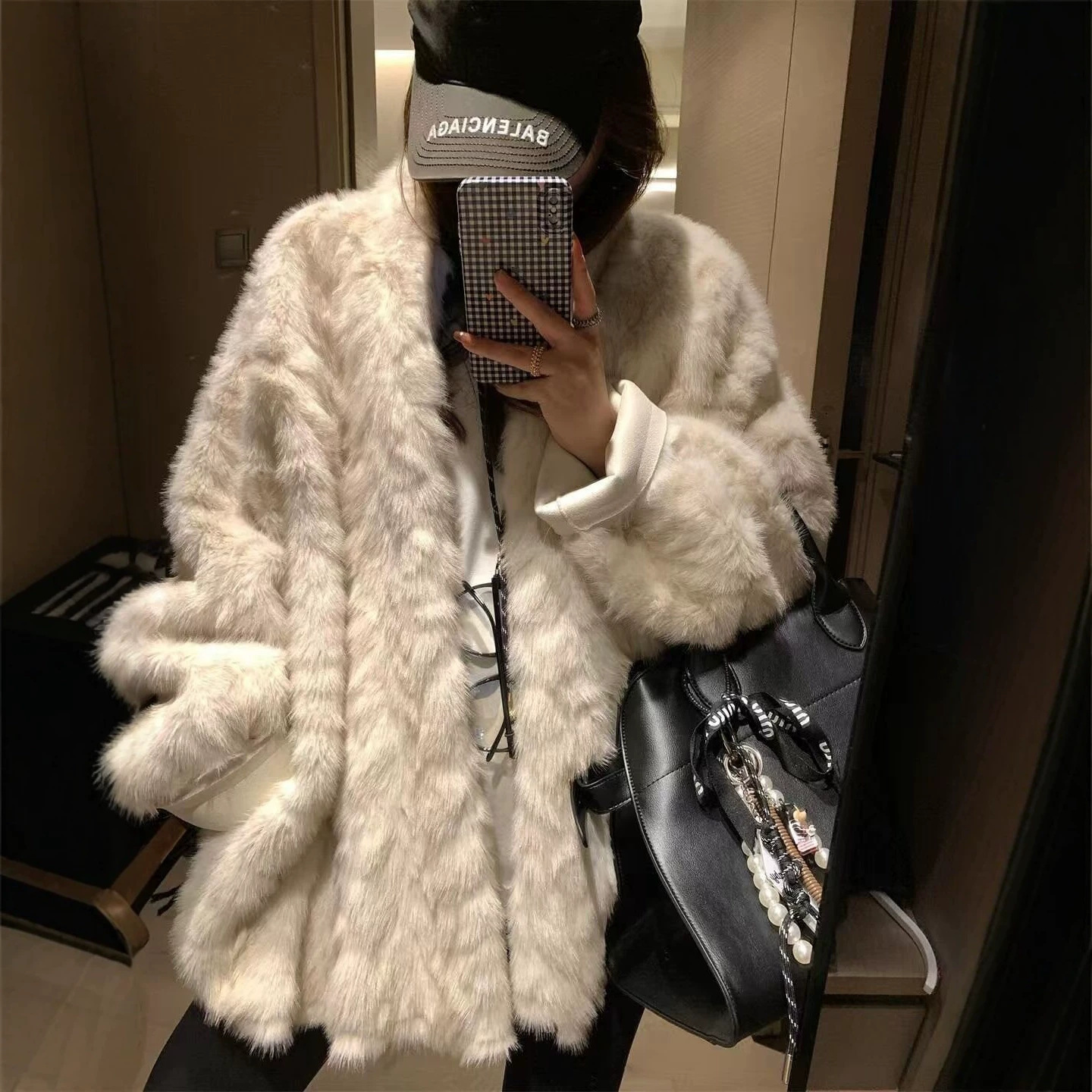 2025秋冬新款慵懒风皮毛一体毛毛外套女环保水貂毛皮草貂皮大衣