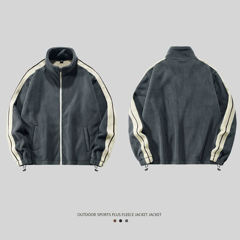 Фархатный свитер 2025 новый зимний воротник вертикальный цвет на открытом воздухе спортивный теплая куртка мужской бархатный толстый куртка