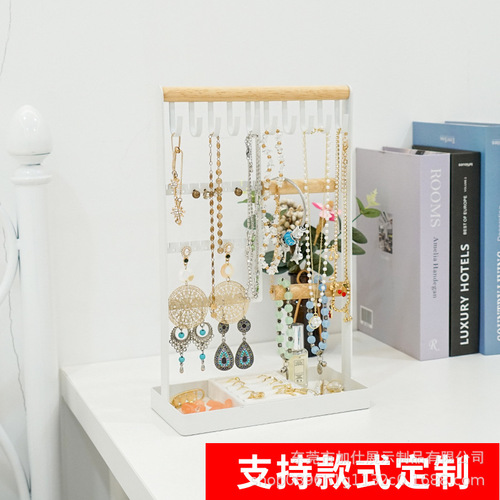 Cross-border necklace bracelet earring storage rack jewelry stand wooden bracelet jewelry display storage accessory showcase