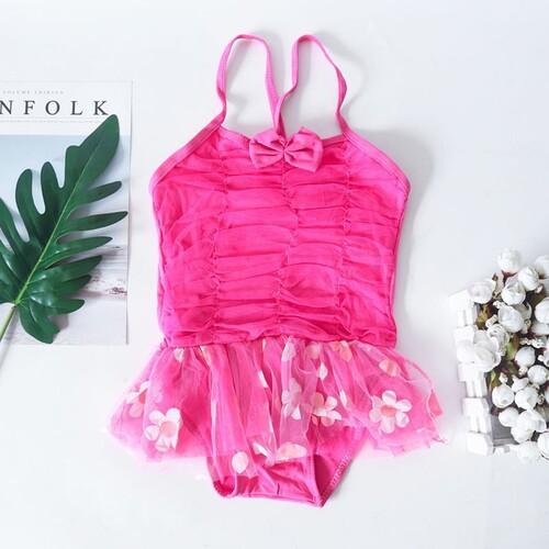 Girls swimsuit ins style baby split three-piece set girls swimsuit cute bow hot spring swimsuit for children