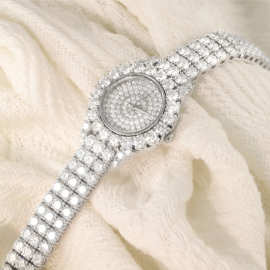 大爆款手表s925纯银镶钻满天星女腕表经典款时尚潮流珠宝手表