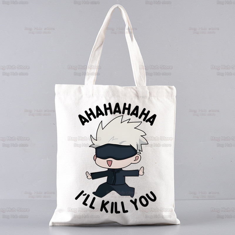 Jujutsu Kaisen Gojo Goku impresa bolsa de lona Harajuku bolso de hombro bolso de moda estudiante bolsa de compras