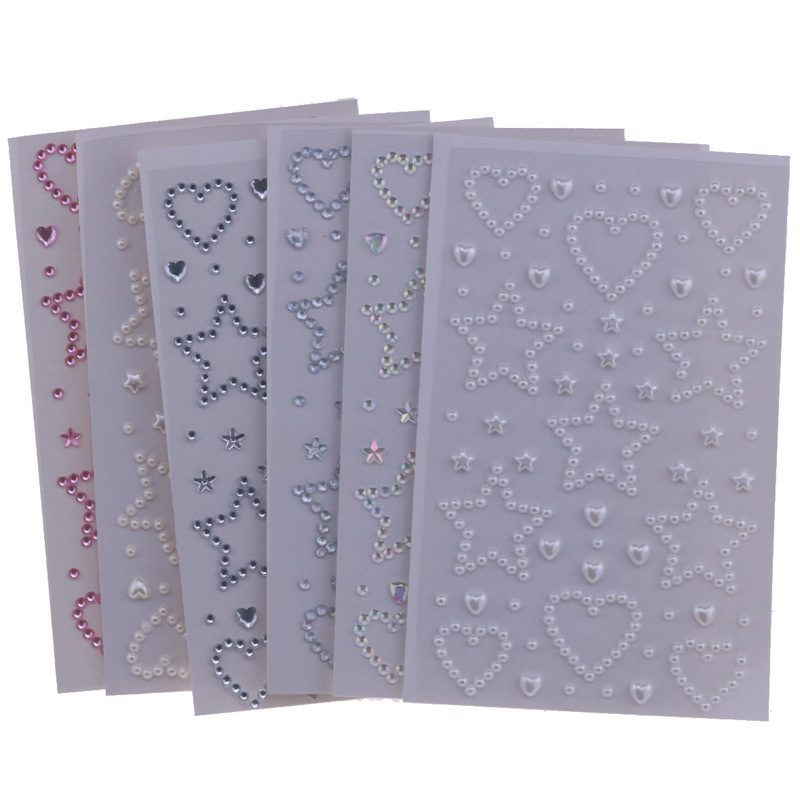 Cross-border decorative stickers acrylic adhesive imitation pearl stickers flash makeup gem face stickers diy stage drill