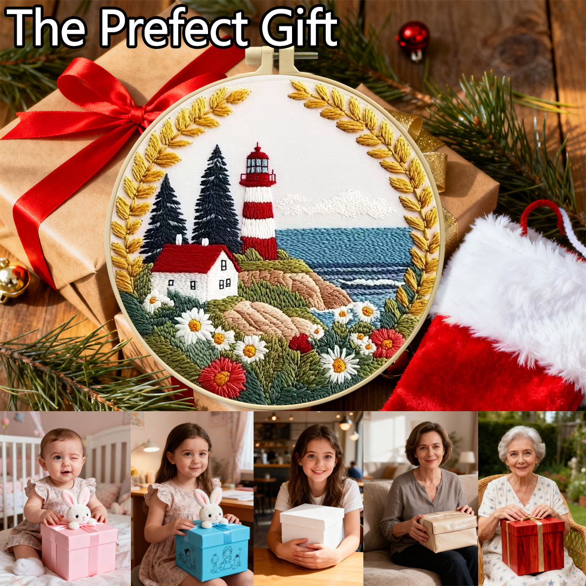 Cross-border nuevo punto bordado DIY material de tela artesanal paquete de material faro creativo de aguja artesanal Inglés