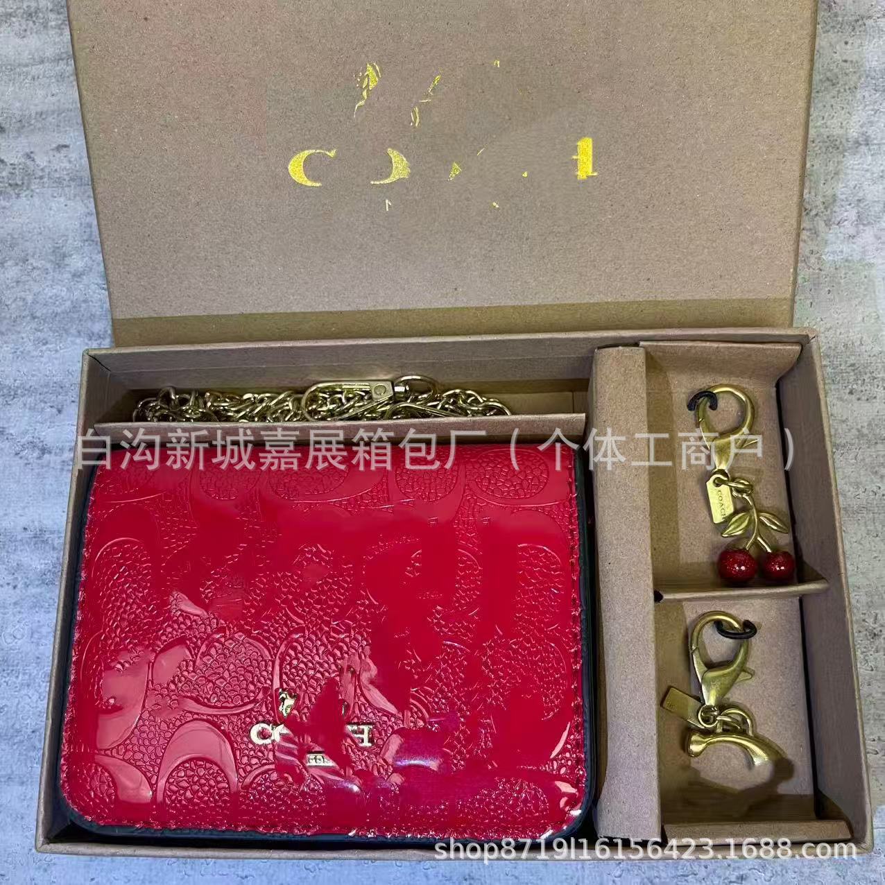 Coach Signature Patent Leather Clutch Red