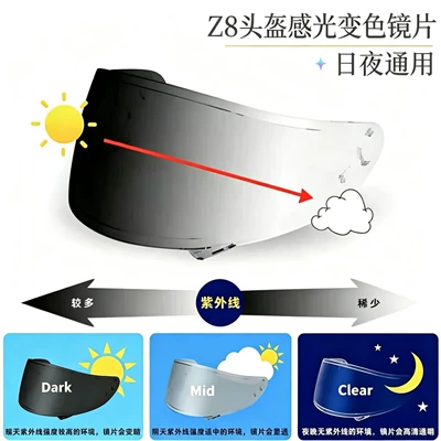 Motorcycle Helmet Color-Changing Lens X14/Z7/Z8/Rx7X/Sm961 Anti-Uv Full-Face Helmet Color-Changing Lens