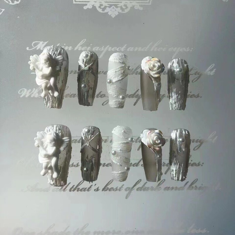 Renaissance wear nail long manicure finished nail patch baroque plaster glue Angel maternity phototherapy nail