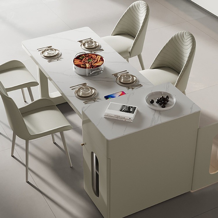 Slate Island Dining Table Integrated Household Retractable Small Apartment Cream Style Island Kitchen Multi-Functional Guide Table