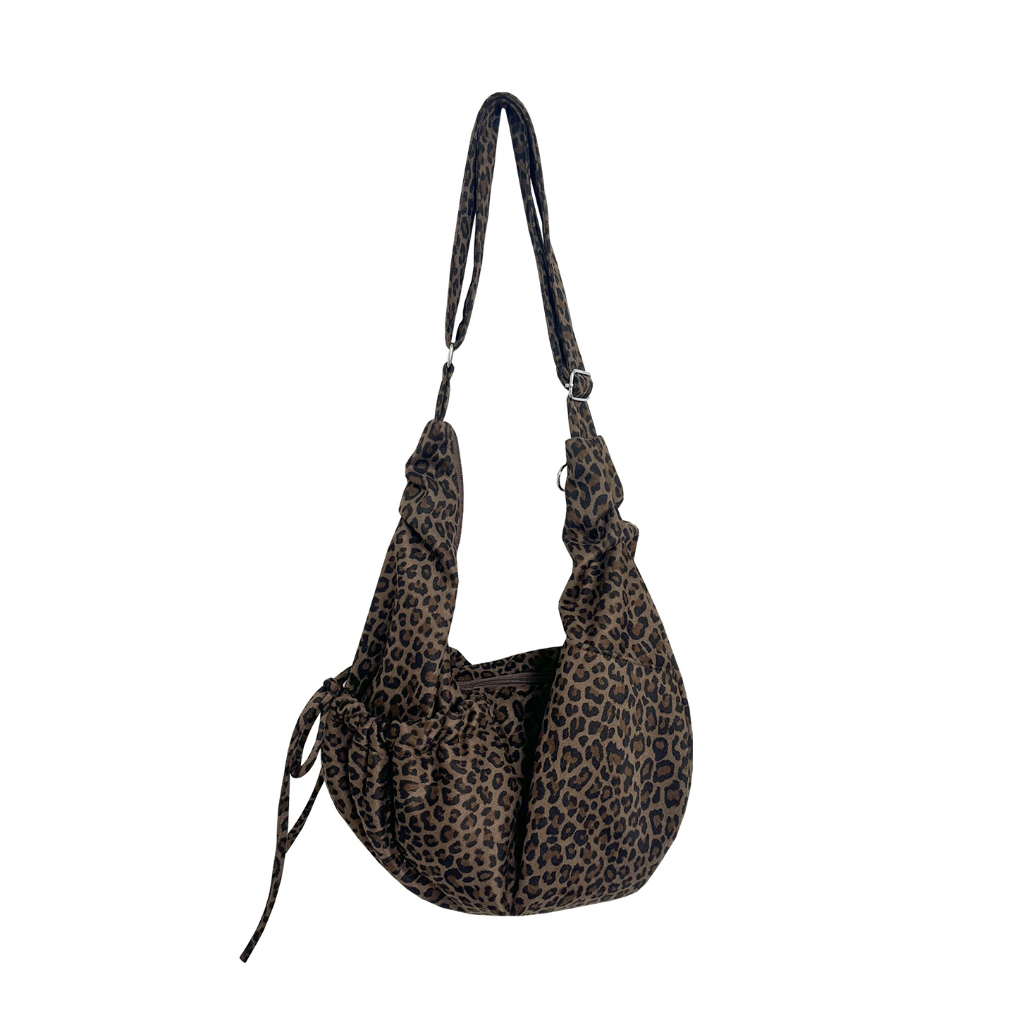 Korean Style Leopard Print Pleated Crossbody Bag For Women - New Autumn/Winter Versatile Hobo Tote Bag, Fashionable Commuter Underarm Bag - Thumbnail 5