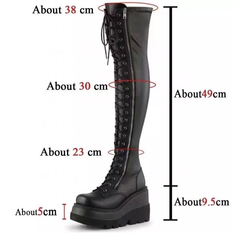 Plus-size over-the-knee boots Waterproof platform new wedge boots women's new buckle rider boots_voghion.com