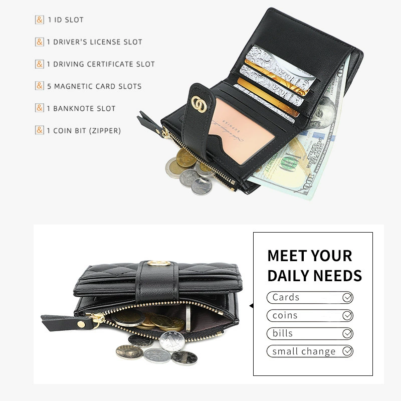 Wallet, bag, short card holder, genuine leather