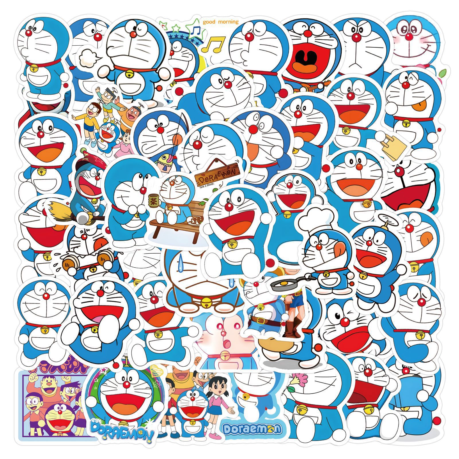 60张卡通动漫机器猫哆啦A梦创意贴纸装饰文具电脑手机水杯贴画diy