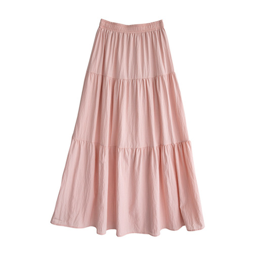 Gentle style white a-line skirt for women spring and summer 2024 new high-waist slim drape cake skirt long skirt