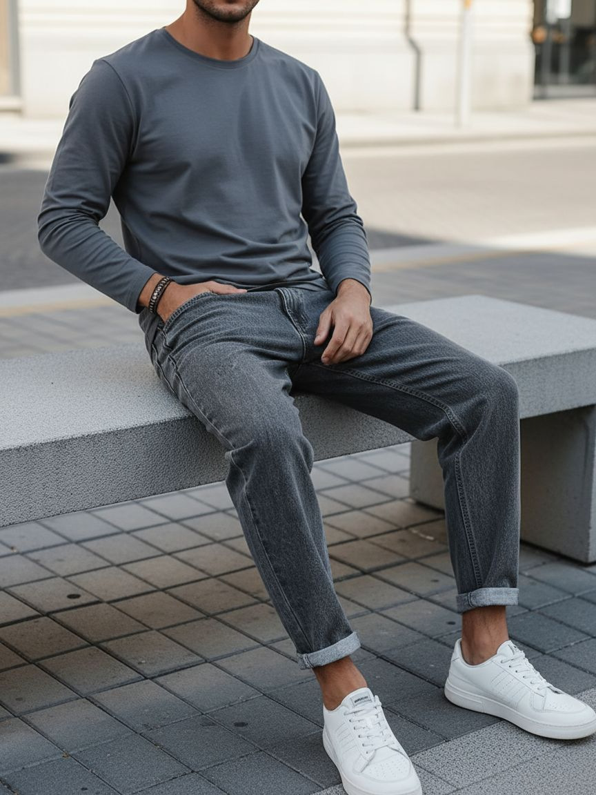 Jeans slim fit uomo pantalone in denim gamba dritta cotone_voghion.com
