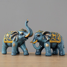 伴手礼情侣大象摆件风水象客厅玄关酒柜工艺品摆设创意家居装饰品