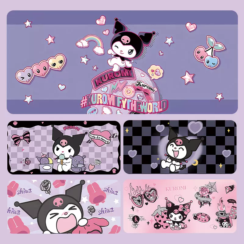 卡通库洛米鼠标垫大号电脑桌垫游戏垫防滑锁边加厚网咖电竞桌垫