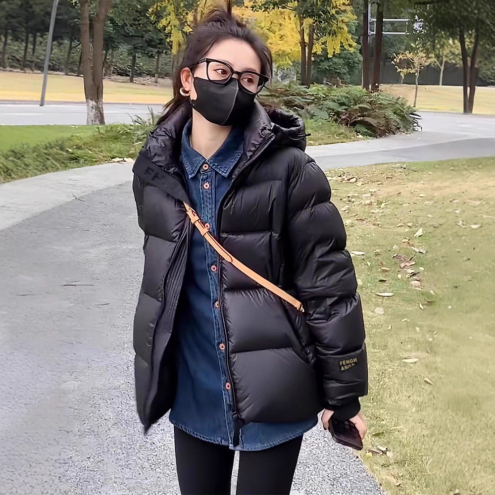 Black Gold down Jacket Women's Short 2025 Winter New Korean Style Couple Men and Women Same Style White Duck down Thickeneded Jacket