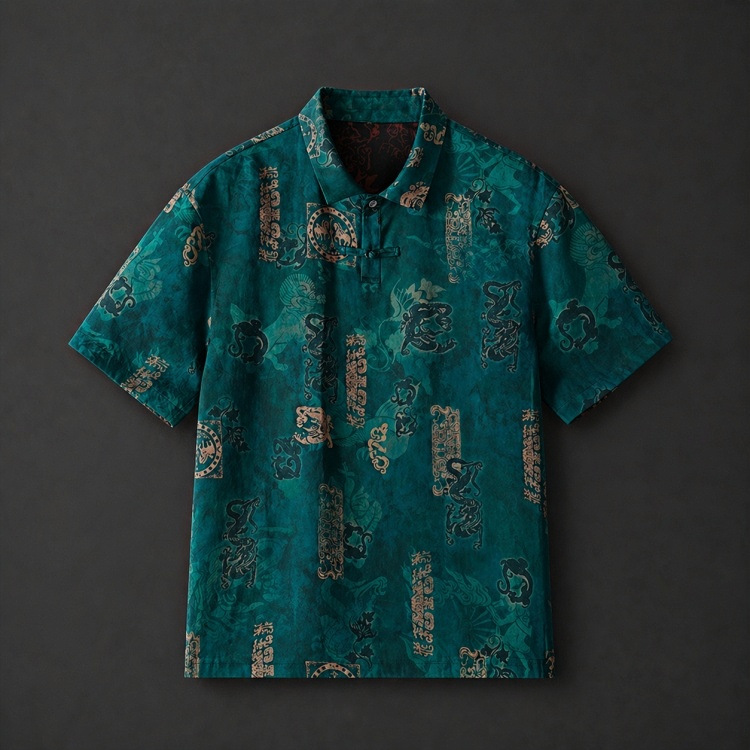 Áo polo nam tay ngắn lụa tơ tằm Mulberry Silk hai mặt cổ bẻ — Xanh da trời8898 chi tiết 9