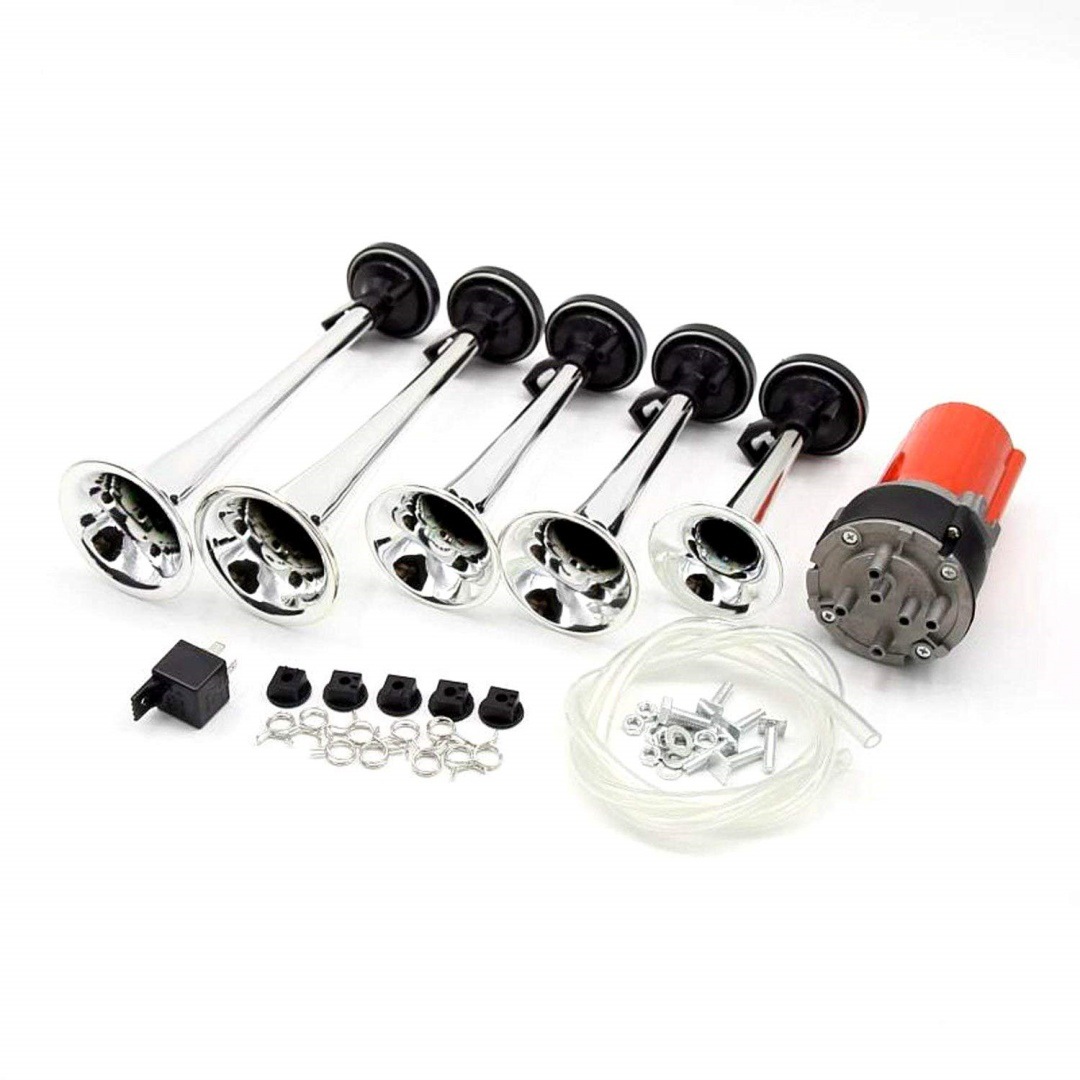 Cross-Border Off-Road Vehicle Motorcycle Modified Vehicle Electric Self-Contained Air Pump 5-Tube Jazz Music 12-Volt Air Horn